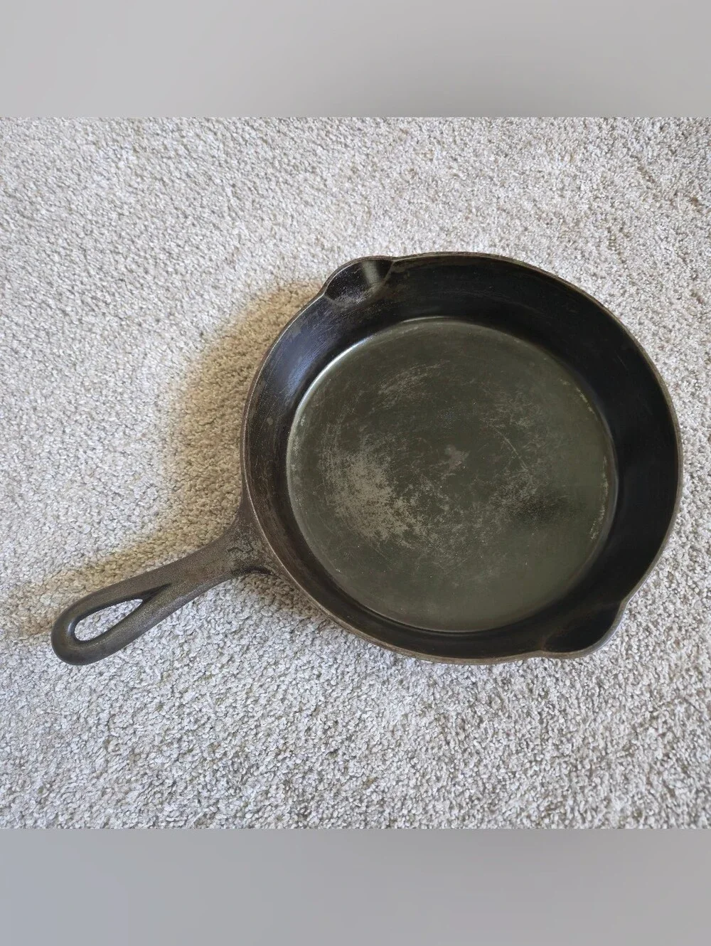 Vintage GRISWOLD Cast Iron SKILLET Frying Pan # 7 LARGE BLOCK LOGO - Ironspoon